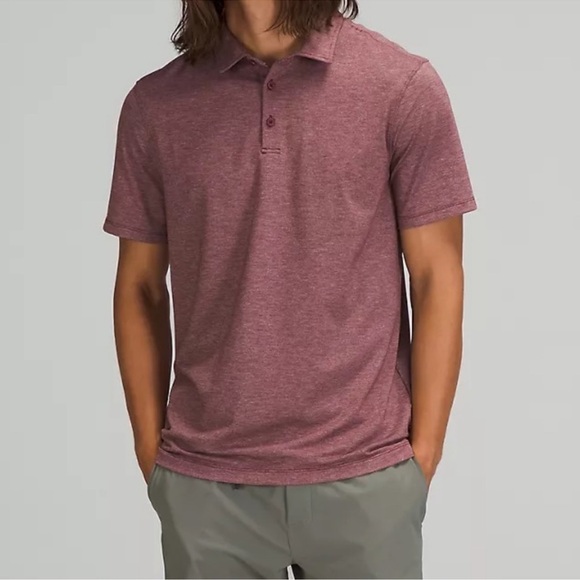 Lululemon Men's Evolution Short-Sleeve Polo Shirt Heathered Red Merlot (Medium) - Picture 1 of 4